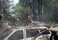 Последствия масштабного пожара на стоянке в Киеве