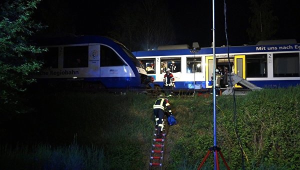 Столкновение поездов в Германии