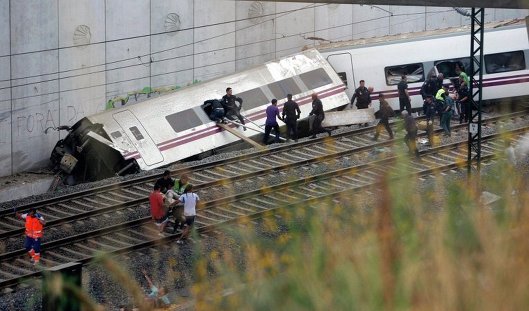 Крушение пассажирского поезда в испании