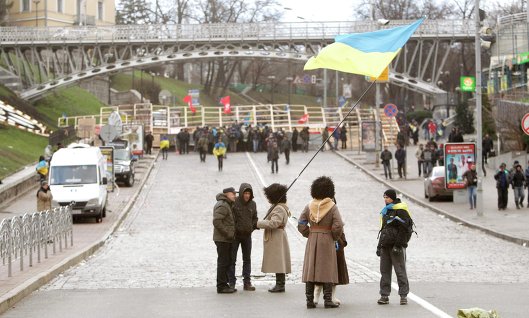 Заграждения протестующих в центре Киева