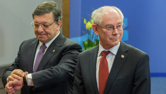 Председатель Еврокомиссии Жозе Мануэл Баррозу и председатель Евросовета Херман Ван Ромпей