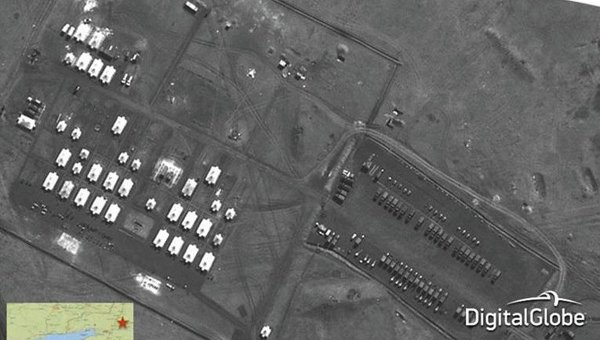 Спутниковый снимок, якобы показывающий российский артиллерийский дивизион, размещенный в Новочеркасске
