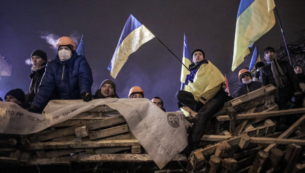 Сторонники евроинтеграции на баррикадах на Майдане