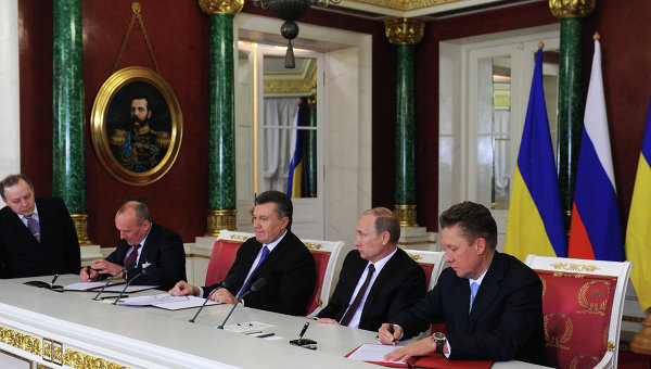 Алексей Миллер, Владимир Путин, Виктор Янукович - заседание российско-украинской межгоскомиссии