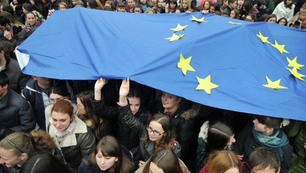 Акция львовских студентов в поддержку евроинтеграции Украины