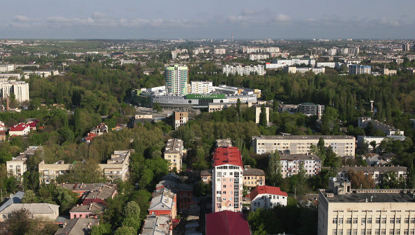 Вид с вертолета на парк им. Гагарина в Симферополе