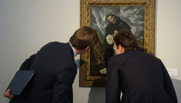 Посетители у картины Эль Греко Святой Доминик в молитве на Sotheby's