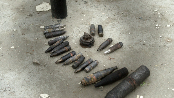 Снаряды и патроны, найденные неподалеку от полигона под Самарой