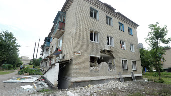 Город Марьинка после артобстрела