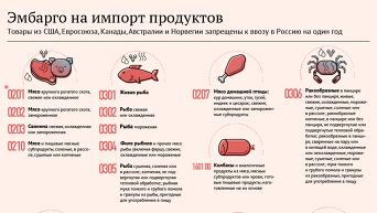 Продукты, запрещенные к ввозу в Россию
