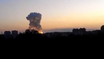 Мощный взрыв в Донецке. Видео