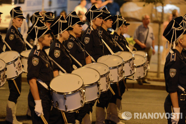 Ночная репетиция парада в честь Дня независимости в Киеве