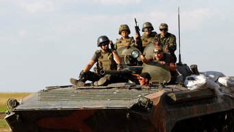 Лагерь украинских военных под Луганском