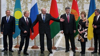 Встреча Порошенко, Лукашенко, Путина и Эштон в Минске. Архивное фото