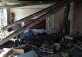 Разрушения после обстрела в городе Моспино Донецкой области