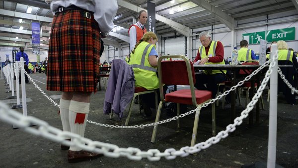 Подсчет голосов рефрендума о независимости Шотландии