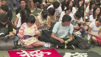 Многотысячные протесты студентов в Гонконге. Видео