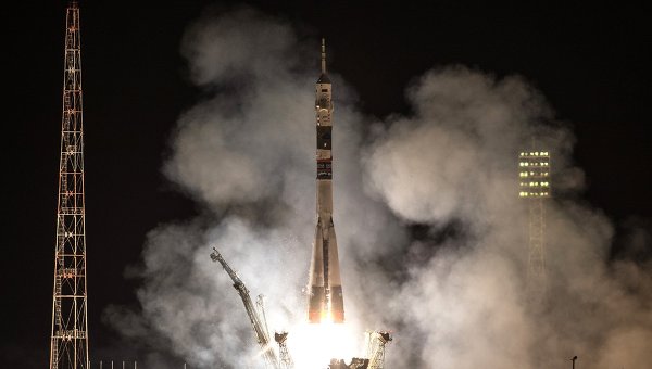 Старт ракеты Союз ТМА-14М на космодроме Байконур