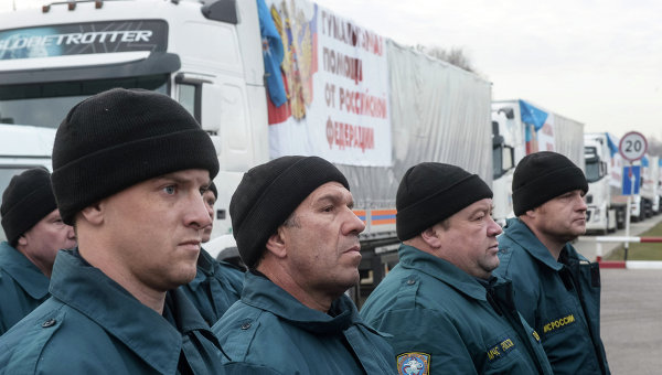 Отправка очередного российского гуманитарного конвоя в Украину