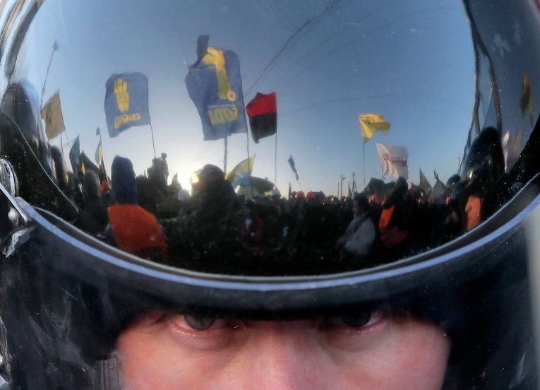 Беркутовец во время протестов на Евромайдане
