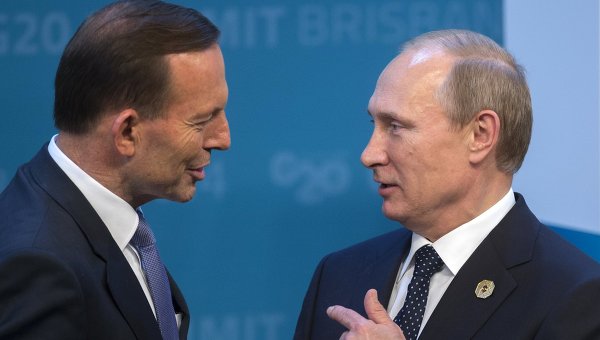 Тони Эббот и Владимир Путин на саммите G20