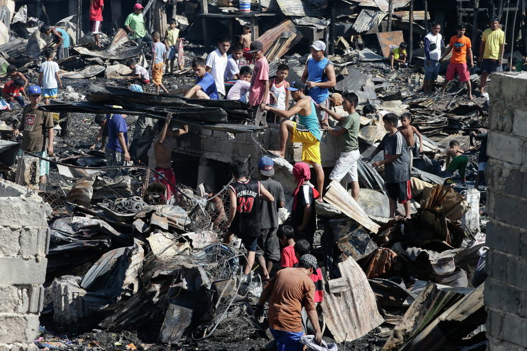 Последствия пожара в филиппинском городе Малабон