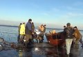 На Днепре с отколовшейся льдины спасли 25 рыбаков. Видео