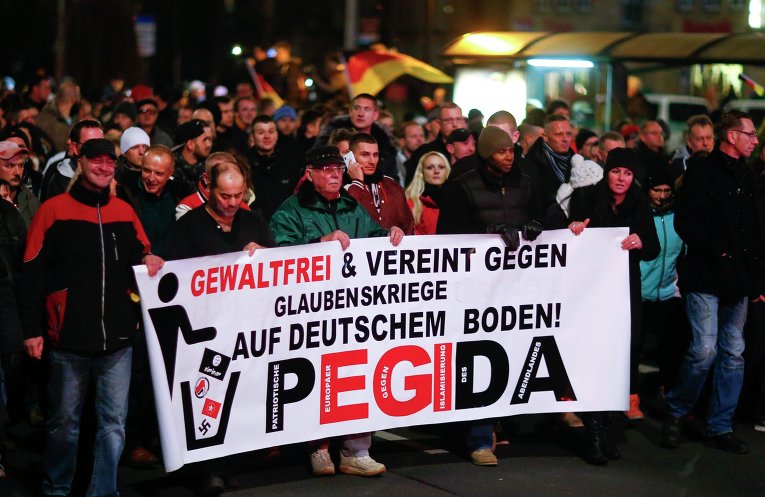 Антимиграционные протесты в Дрездене (Германия)