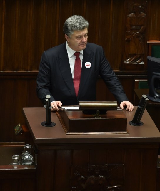 Петр Порошенко во время выступления в парламенте Польши