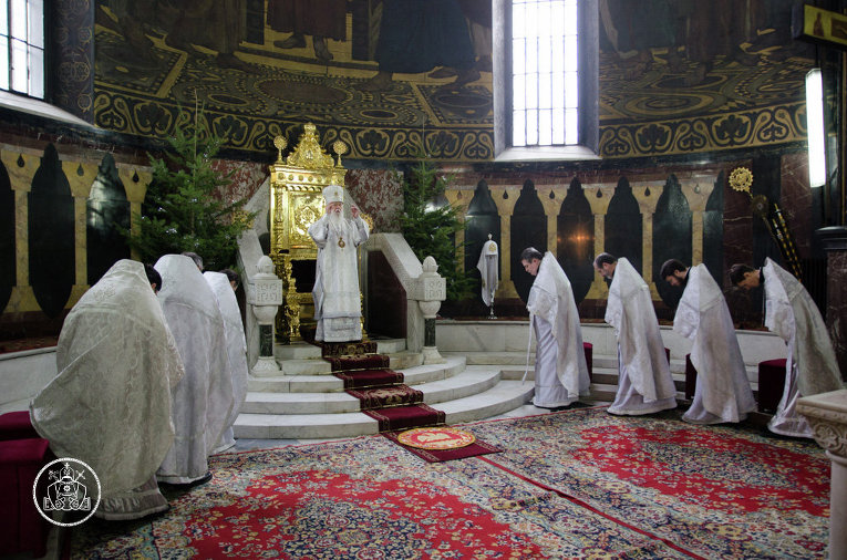 Патриарх УПЦ Филарет во время рождественской службы