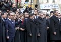 Франсуа Олланд, Ангела Меркель, Маттео Ренци, Петр Порошенко на Марше Единства во Франции