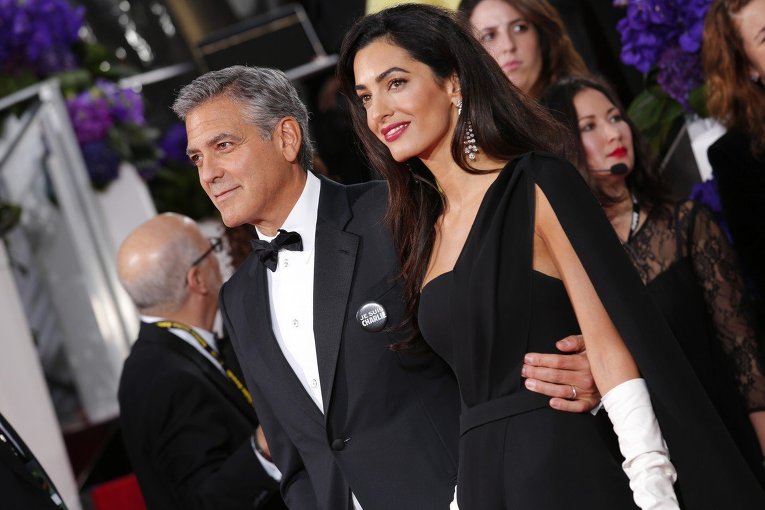 Джордж и Амаль Клуни на церемонии вручения наград Золотой глобус