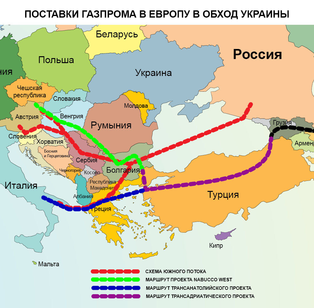 Поставки Газпрома в Европу в обход Украины. Инфографика