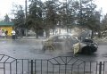 Место взрыва на остановке в Донецке