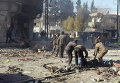 Последствия авиаудара вблизи сирийской столицы Дамаска