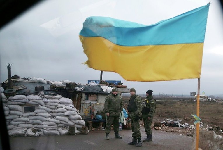 Блокпост украинских силовиков под Дебальцево