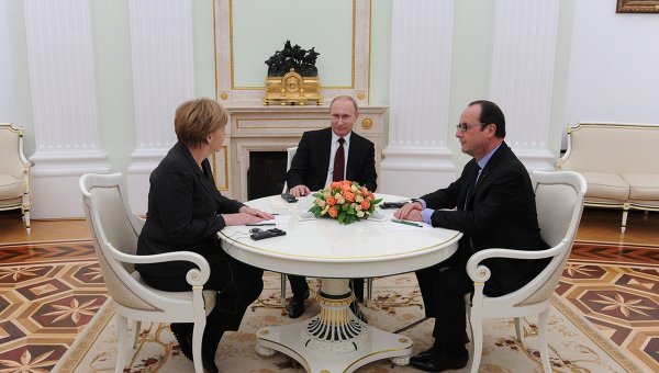 Переговоры Владимира Путина, Ангелы Меркель и Франсуа Олланда. Архивное фото
