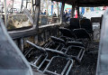 Сгоревший автобус на автовокзале в Донецке