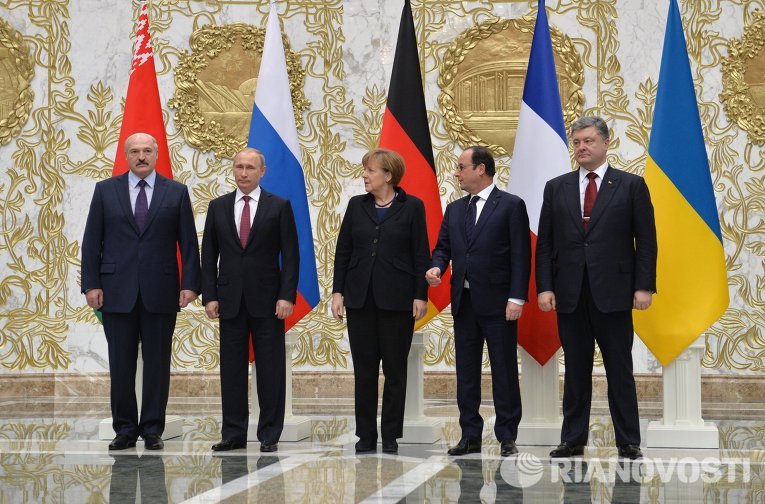 Переговоры лидеров Украины, России, Германии и Франции в Минске