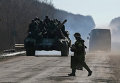 Украинские военные близ Артемовска в ходе вывода сил АТО из Дебальцево