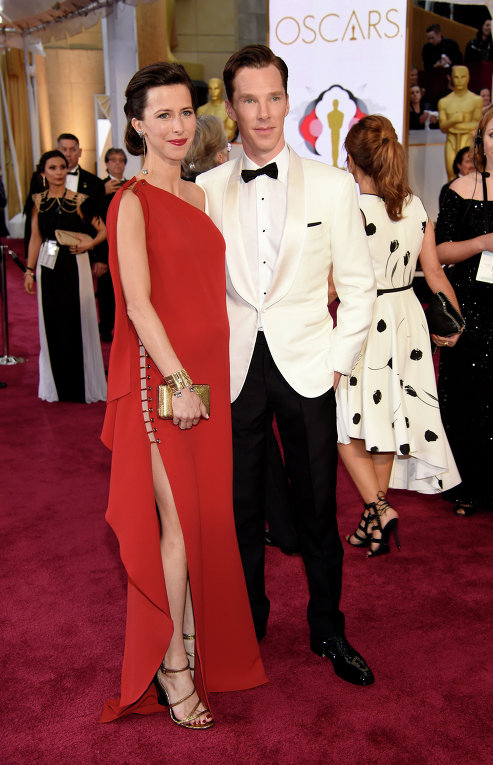 Бенедикт Камбербэтч с супругой Софи Хантер за кулисами премии Оскар, 22 февраля 2015 года