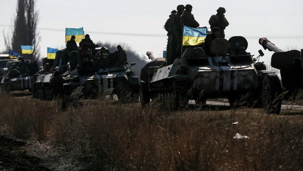 Украинские военные в Благодатном близ Дебальцево