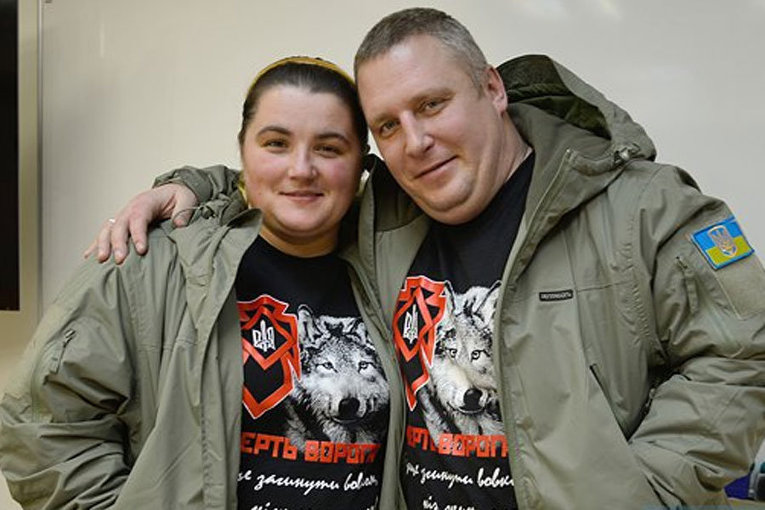 Комбат батальона Слобожанщина Андрей Янголенко с супругой Инной
