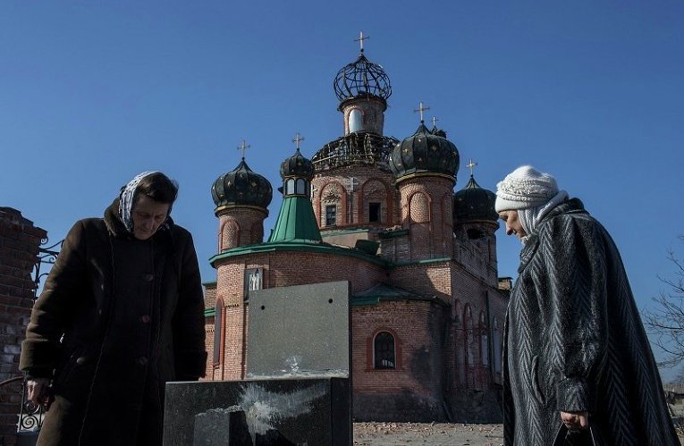 Обстрелянный храм в Октябрьском районе Донецка