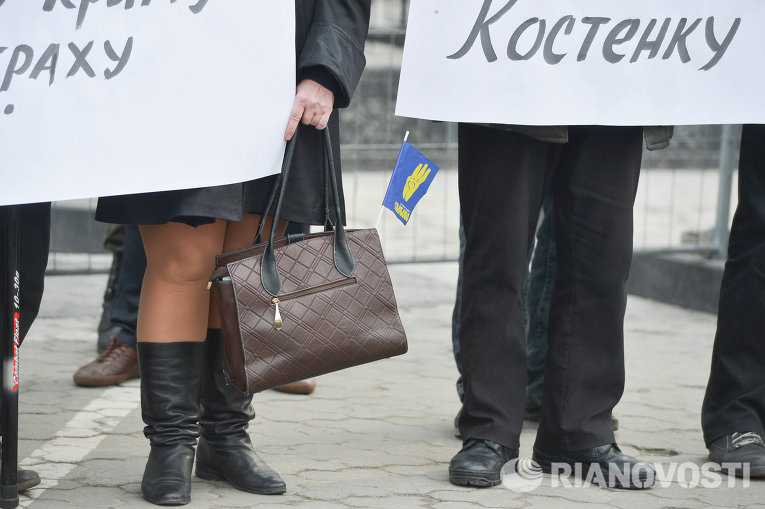 Митинг активистов ВО Свобода под посольством РФ в Украине