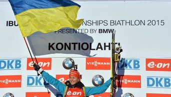 Валентина Семеренко, завоевавшая золотую медаль в масс-старте среди женщин на ЧМ по биатлону