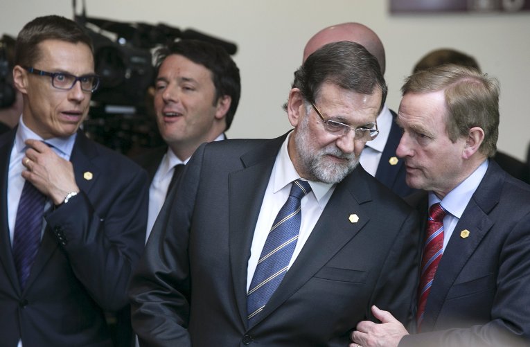 Премьер-министр Финляндии Александр Стубб, премьер-министр Италии Маттео Ренци, премьер-министр Испании Мариано Рахой и премьер-министр Ирландии Энда Кенни (слева направо)