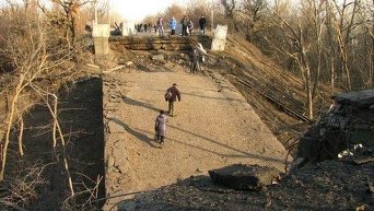 Взорванный мост через реку Северский Донец, Станица Луганская