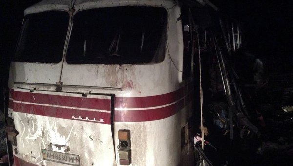 Взорвавшийся в Донбассе автобус
