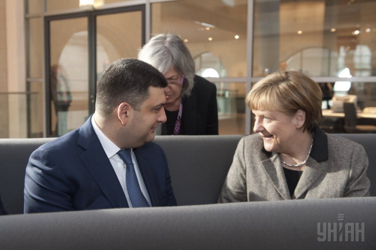 Спикер Верховной Рады Владимир Гройсман и канцлер ФРГ Ангела Меркель в Бундестаге